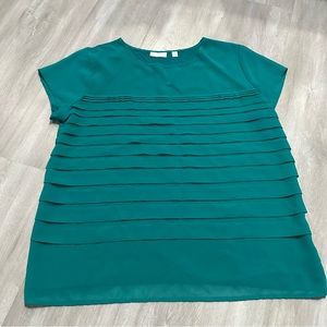 New York & Company Kelley Emerald Green Layered Blouse Sz XL